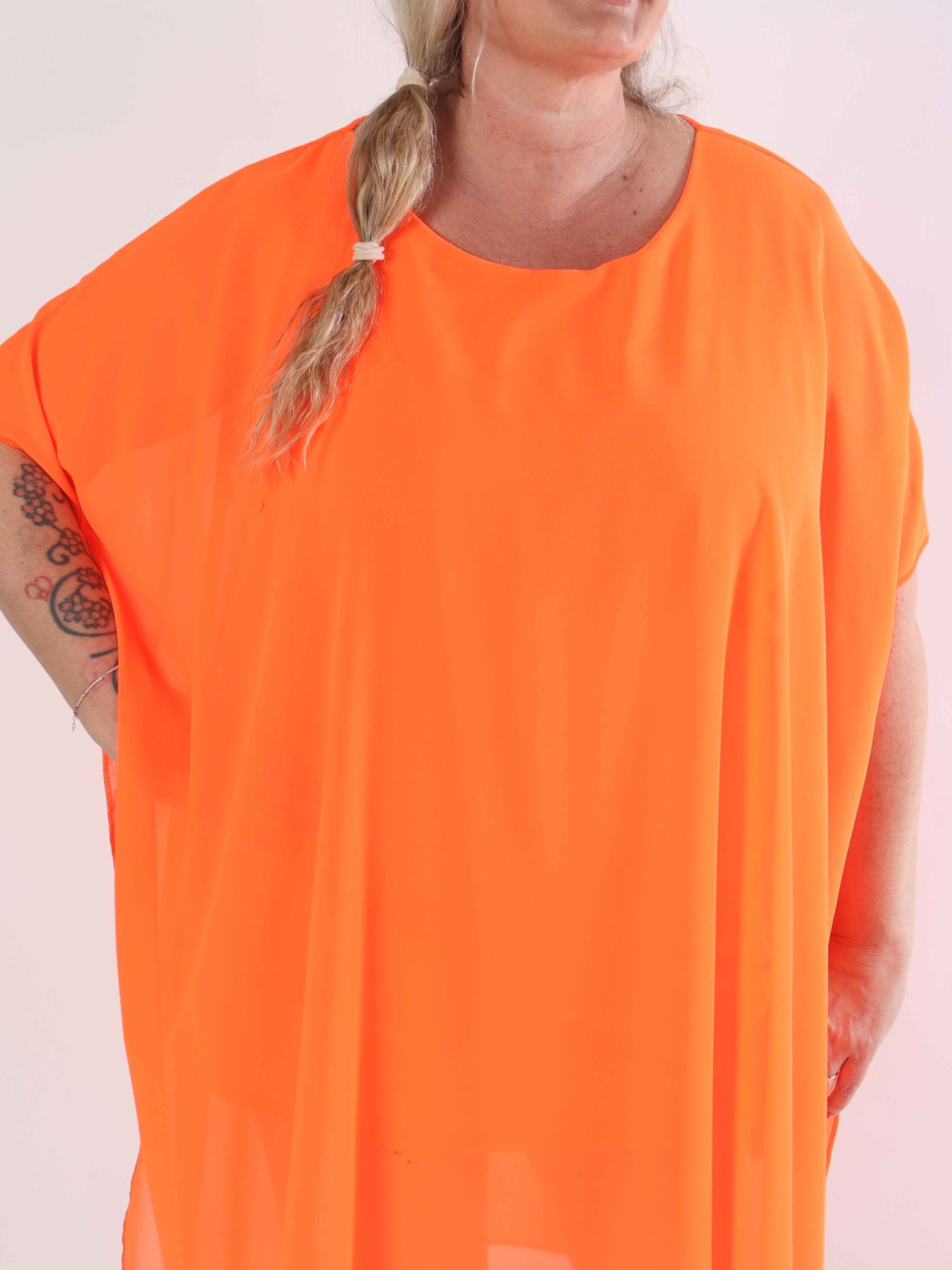 Mirabella Plain - Plus size tunikakjole med chiffonlag og underkjole i viskose